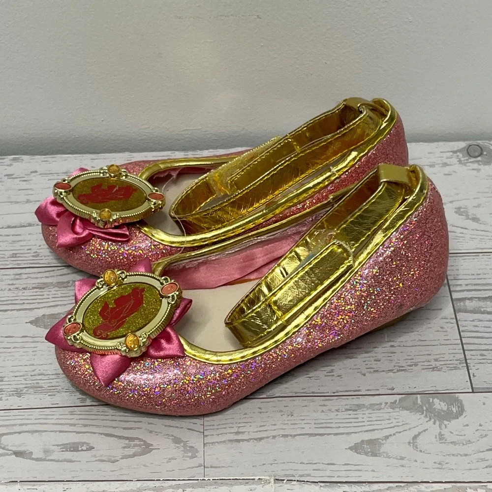 Disney Princess Aurora Sleeping Beauty Pink Glitter Dress Up Shoes Kids Size 7/8